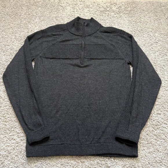 Smartwool Mens Small Charcoal Gray Merino Wool Pullover Sweater 1/4 Zip - Picture 1 of 8
